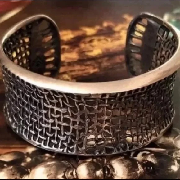 Vintage Silpada Oxidized Sterling Silver Mesh Cuff Bracelet B1625 - Picture 9 of 12
